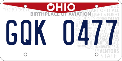 OH license plate GQK0477