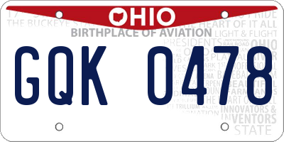 OH license plate GQK0478