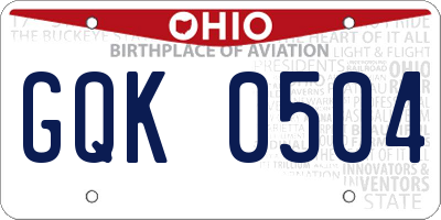OH license plate GQK0504