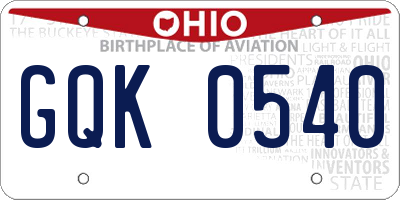 OH license plate GQK0540