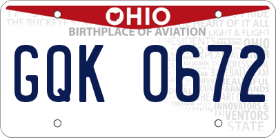 OH license plate GQK0672