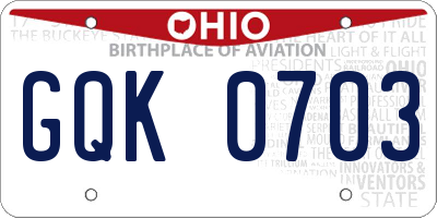 OH license plate GQK0703