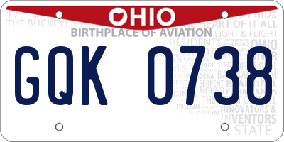 OH license plate GQK0738