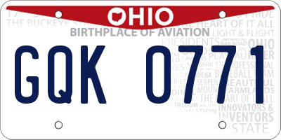 OH license plate GQK0771