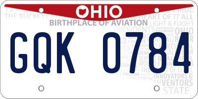 OH license plate GQK0784