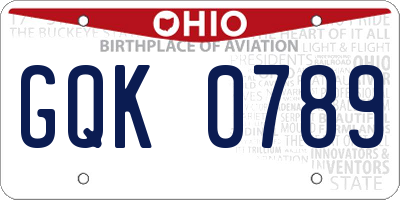 OH license plate GQK0789