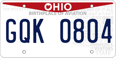 OH license plate GQK0804
