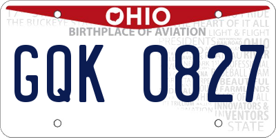 OH license plate GQK0827