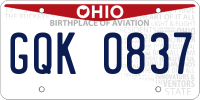 OH license plate GQK0837