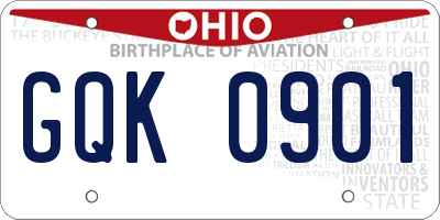 OH license plate GQK0901