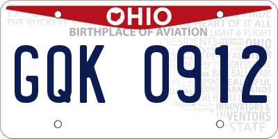 OH license plate GQK0912