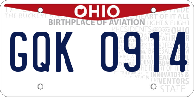 OH license plate GQK0914