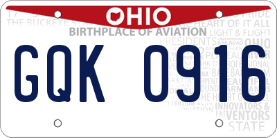 OH license plate GQK0916