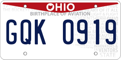 OH license plate GQK0919