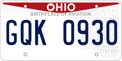 OH license plate GQK0930