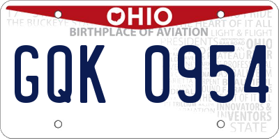 OH license plate GQK0954