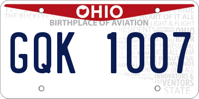 OH license plate GQK1007