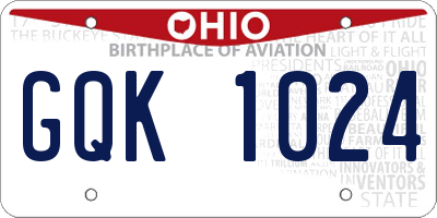 OH license plate GQK1024