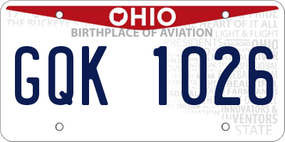 OH license plate GQK1026