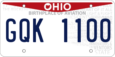 OH license plate GQK1100