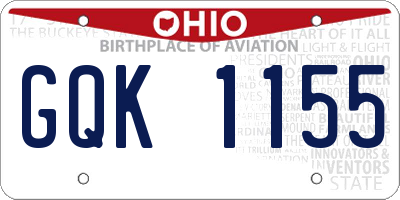 OH license plate GQK1155