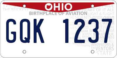 OH license plate GQK1237