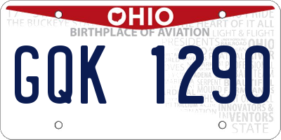 OH license plate GQK1290