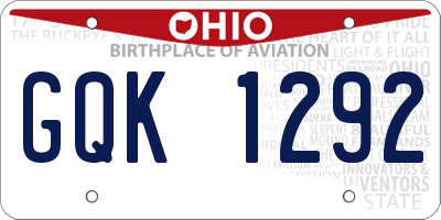 OH license plate GQK1292