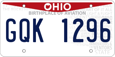 OH license plate GQK1296