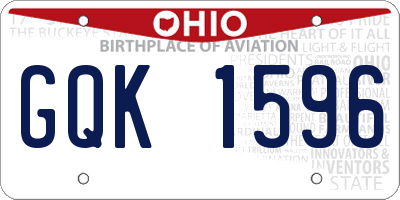 OH license plate GQK1596