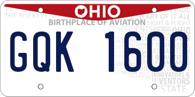 OH license plate GQK1600