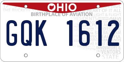 OH license plate GQK1612