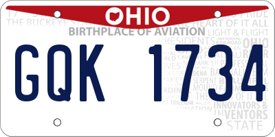OH license plate GQK1734
