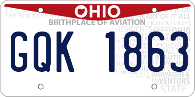 OH license plate GQK1863