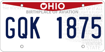 OH license plate GQK1875