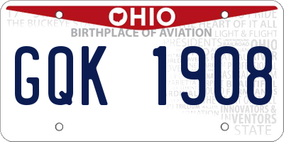 OH license plate GQK1908