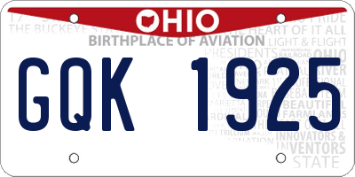 OH license plate GQK1925