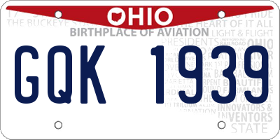 OH license plate GQK1939