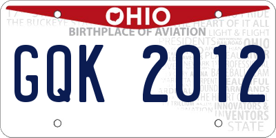 OH license plate GQK2012