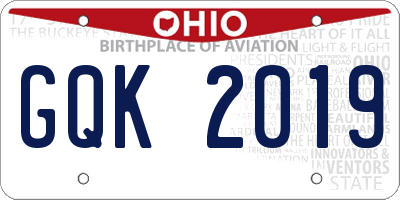 OH license plate GQK2019