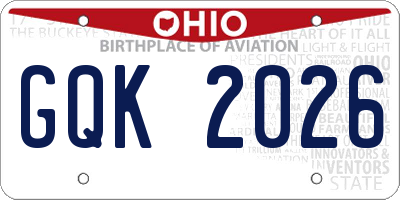 OH license plate GQK2026