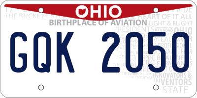 OH license plate GQK2050