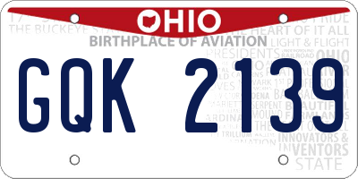 OH license plate GQK2139