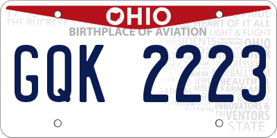 OH license plate GQK2223