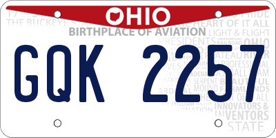 OH license plate GQK2257