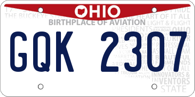 OH license plate GQK2307