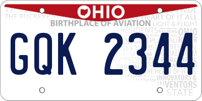 OH license plate GQK2344