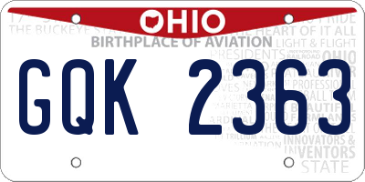 OH license plate GQK2363