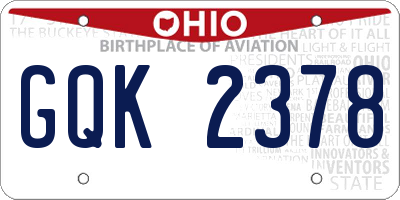 OH license plate GQK2378