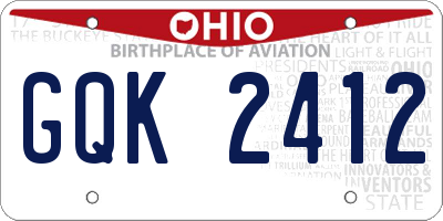 OH license plate GQK2412